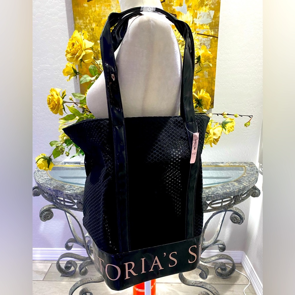 Victoria’s Secret Black decorative mesh style bag NWT
